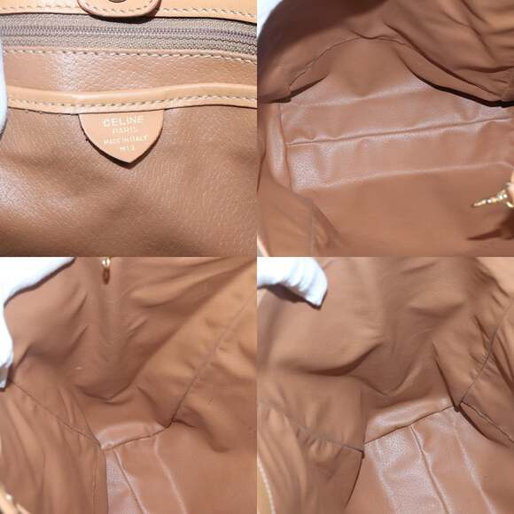 CELINE Macadam Canvas Tote Bag Pvc Leather Brown Gold - Picture 11 of 12